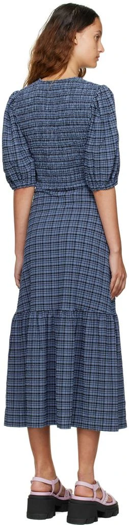 商品Ganni|Black & Blue Checked Midi Dress,价格¥2573,第3张图片详细描述