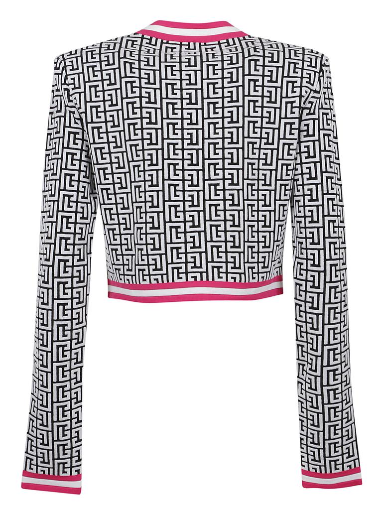 Balmain Monogram Cropped Buttoned Knit Cardigan商品第2张图片规格展示