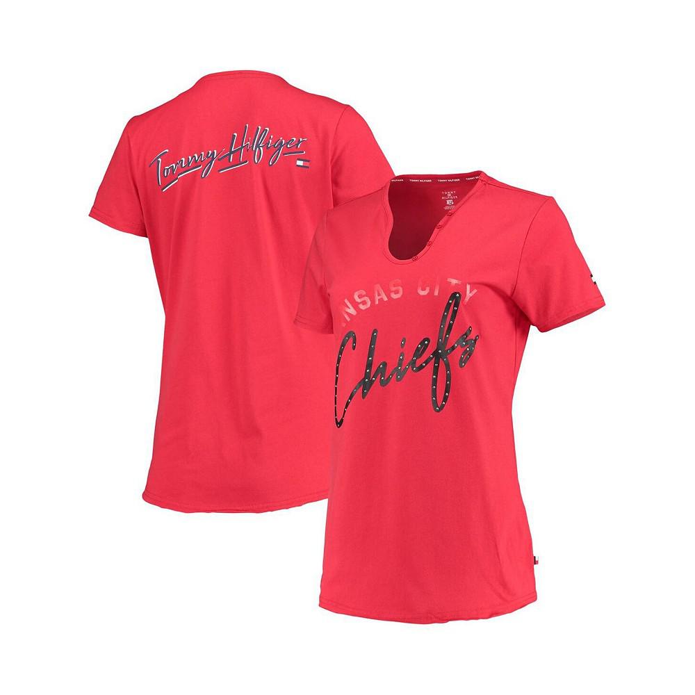 Women's Red Kansas City Chiefs Riley V-Neck T-shirt商品第1张图片规格展示
