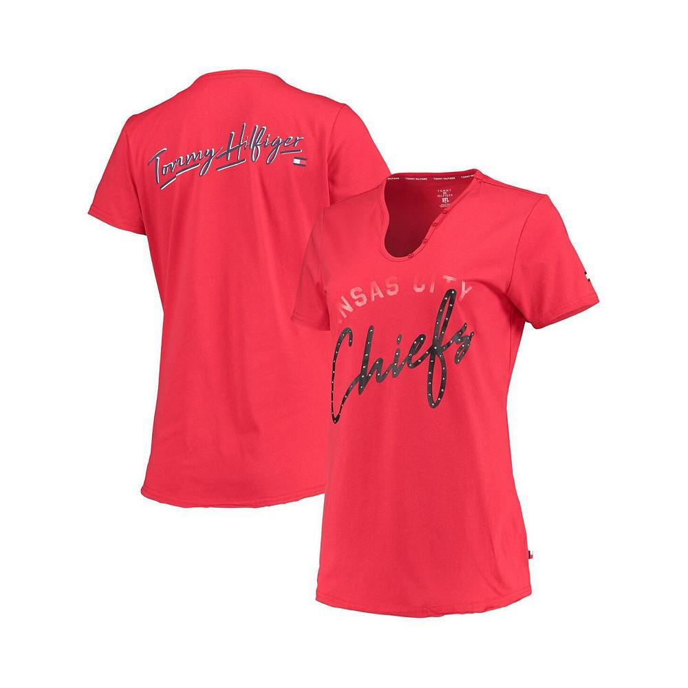 商品Tommy Hilfiger|Women's Red Kansas City Chiefs Riley V-Neck T-shirt,价格¥258,第1张图片