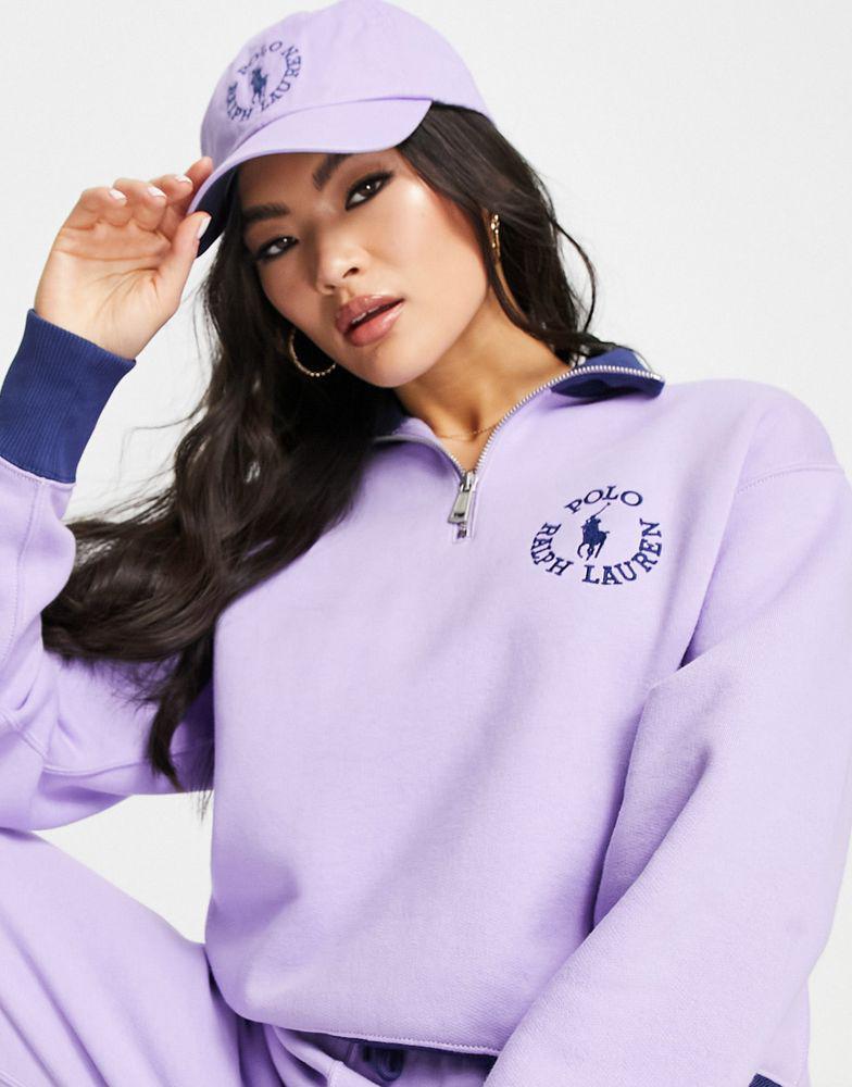 商品Ralph Lauren|Polo Ralph Lauren x ASOS exclusive collab logo baseball cap in lavender,价格¥232,第5张图片详细描述