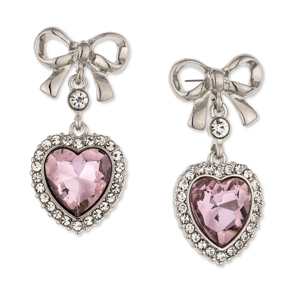 Bow & Crystal Heart Drop Earrings, Created for Macy's商品第1张图片规格展示