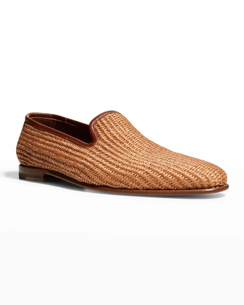 商品Manolo Blahnik|Men's Raffia Woven Leather Loafers,价格¥6133,第2张图片详细描述