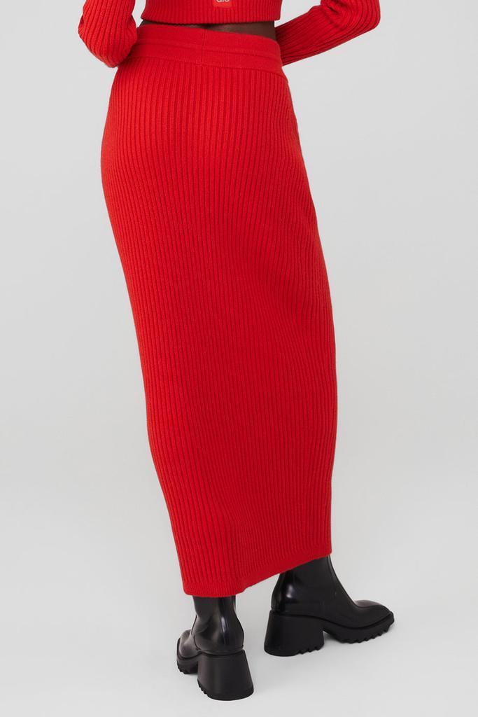 商品Alo|Cashmere Ribbed High-Waist Winter Dream Skirt - Red Flame,价格¥6022,第5张图片详细描述