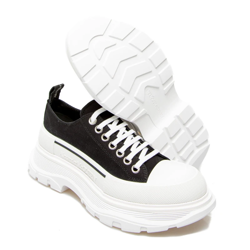 ALEXANDER MCQUEEN 亚历山大·麦昆 Tread Slick Lace Up 帆布拼色低帮厚底休闲男士运动鞋 604257-W4L32-1070 商品