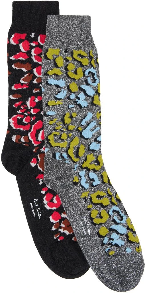 商品Paul Smith|Two-Pack Black & Gray Leopard Socks,价格¥153,第1张图片