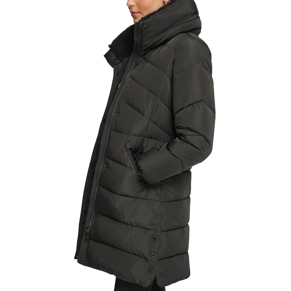 商品Calvin Klein|Women's Faux-Sherpa Collar Hooded Stretch Puffer Coat, Created for Macy's,价格¥1098,第3张图片详细描述