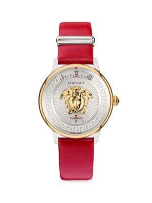 商品Versace|38MM Stainless Steel & Leather Strap Watch,价格¥6067,第1张图片