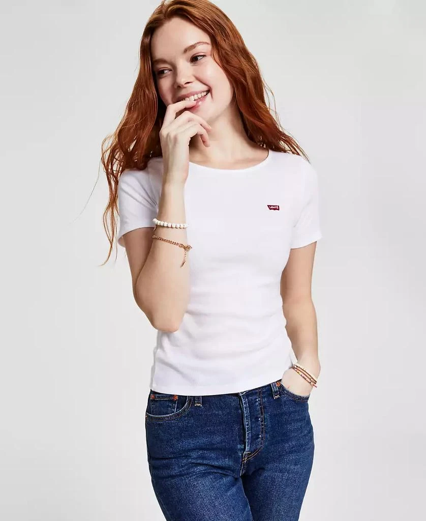 商品Levi's|Women's Slim Fit Honey Ribbed Logo T-Shirt,价格¥107,第1张图片