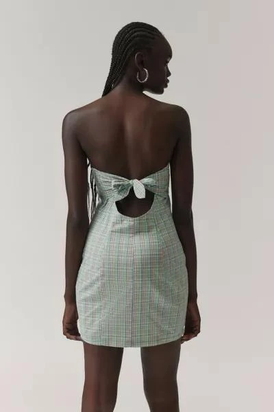 商品BDG|BDG Plaid Bow-Back Strapless Mini Dress,价格¥261,第3张图片详细描述