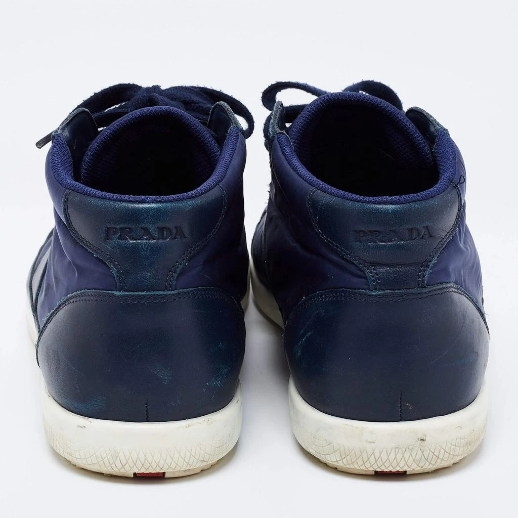 商品[二手商品] Prada|Prada Sport Navy Blue Nylon And Leather Mid Top Sneakers Size 43.5,价格¥807,第5张图片详细描述