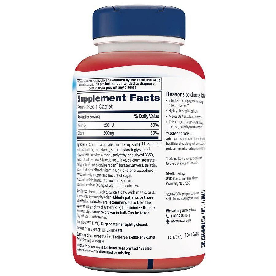 商品Os Cal|Calcium + D3 500 mg Calcium Supplement,价格¥130,第2张图片详细描述