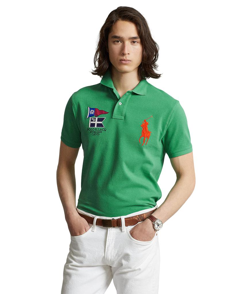 Custom Slim Fit Big Pony Mesh Polo Shirt商品第1张图片规格展示