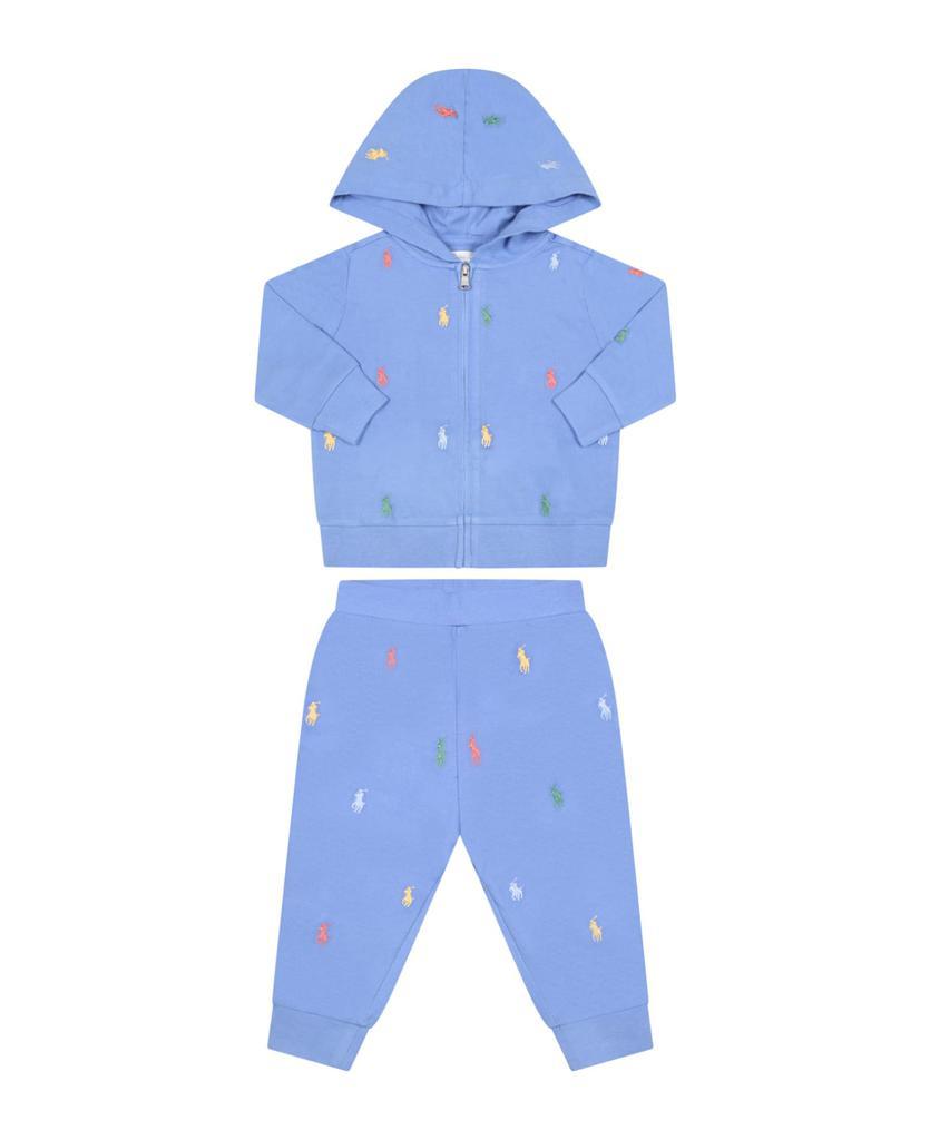 商品Ralph Lauren|Light Blue Tracksuit For Baby Kids With Pony Logo,价格¥992,第1张图片