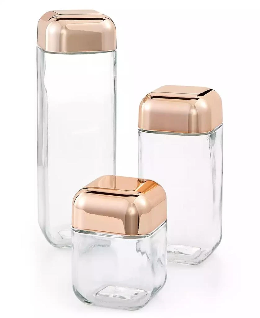 商品Honey Can Do|3-Pc. Glass & Copper Canister Set,价格¥433,第2张图片详细描述