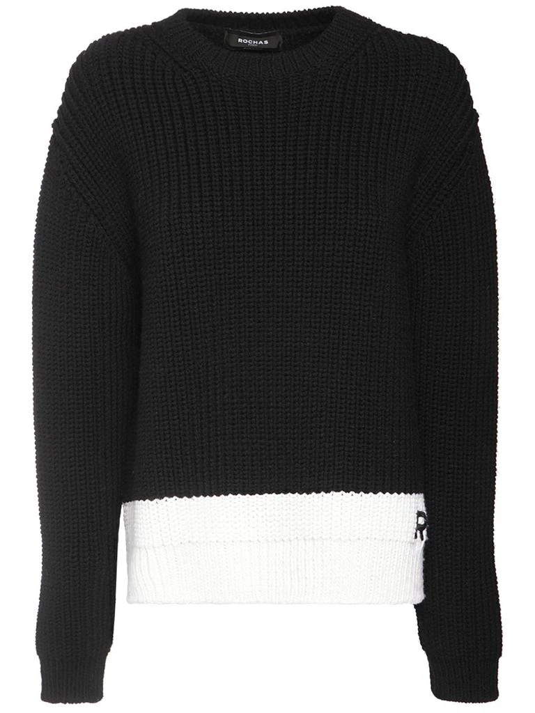 商品ROCHAS|Rib Knit Wool Sweater W/ Logo Detail,价格¥3247,第1张图片