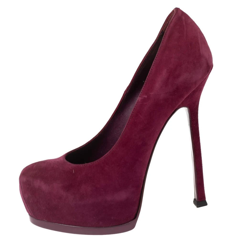 商品[二手商品] Yves Saint Laurent|Saint Laurent  Red Suede Tribtoo Platform Pumps Size 37,价格¥723,第2张图片详细描述