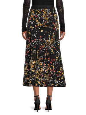 商品Karl Lagerfeld Paris|Floral Midi A Line Skirt,价格¥521,第4张图片详细描述