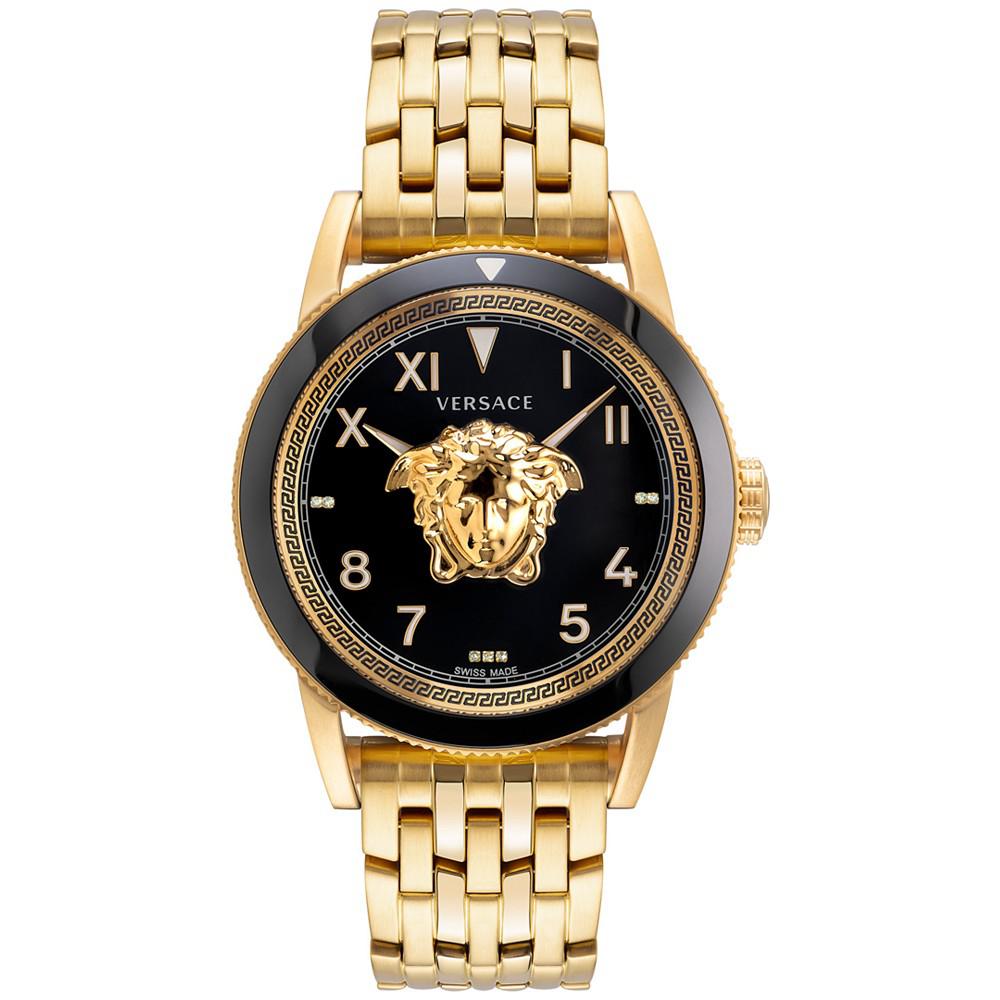 Men's Swiss V-Palazzo Gold Ion Plated Stainless Steel Bracelet Watch 43mm商品第1张图片规格展示