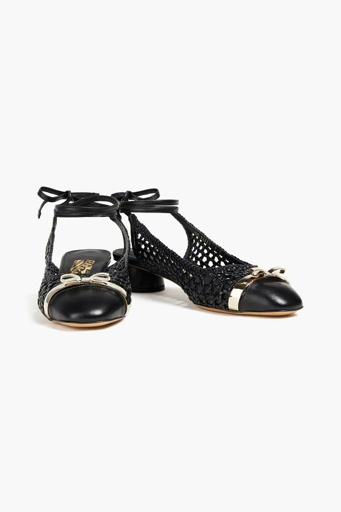 商品Salvatore Ferragamo|Athena bow-embellished woven leather ballet flats,价格¥3089,第2张图片详细描述