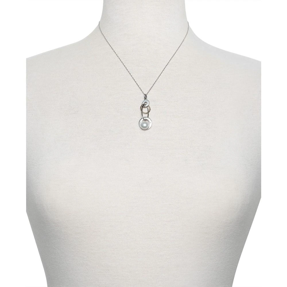 商品Belle de Mer|Cultured Freshwater Pearl (8mm) & Diamond Accent 18" Pendant Necklace in 14k Gold & Sterling Silver,价格¥2945,第2张图片详细描述