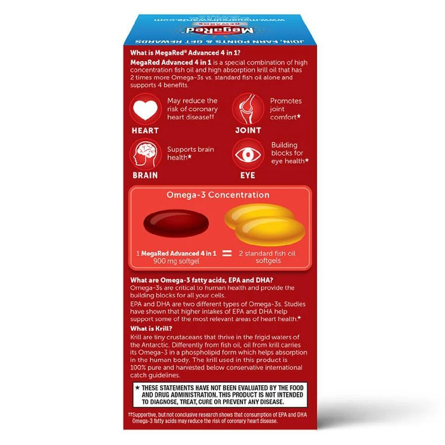 商品MegaRed|Advanced 4in1 500mg Omega-3 Fish + Krill Oil Supplement Softgel,价格¥243,第2张图片详细描述