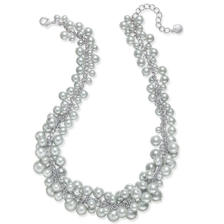 商品Charter Club|Silver-Tone Gray Imitation Pearl Cluster Necklace, Created for Macy's,价格¥156,第1张图片