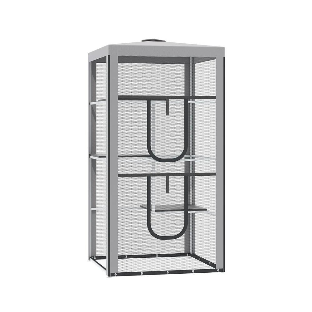 商品PawHut|Large Outdoor Cat House Indoor Pet Playpen w/ 3 Platforms 4 Sandbags,价格¥1786,第1张图片
