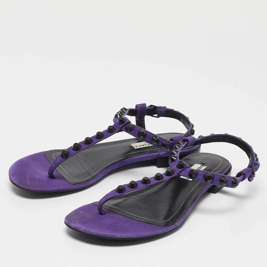 商品[二手商品] Balenciaga|Balenciaga Purple Suede Arena Flat Sandals Size 37,价格¥2140,第2张图片详细描述