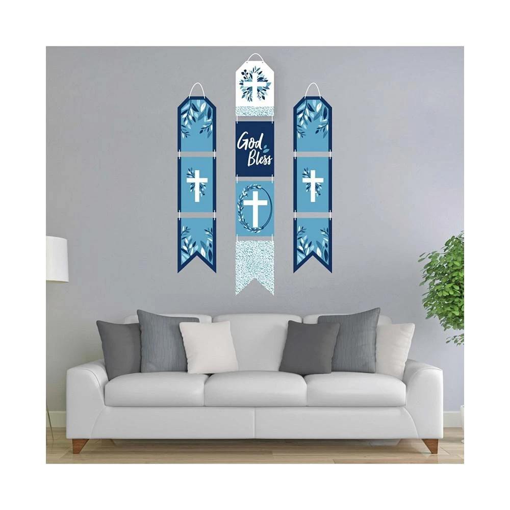 商品Big Dot of Happiness|Blue Elegant Cross - Vertical Paper Door Banners - Wall Kit - Indoor Door Decor,价格¥157,第2张图片详细描述