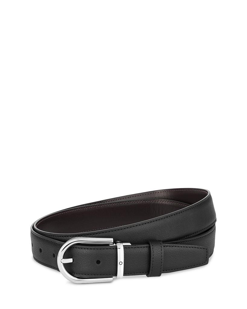 Men's Horseshoe Stainless Steel Reversible Leather Belt商品第1张图片规格展示