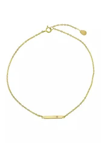商品Belk Silverworks|Silverworks Gold Over Sterling Silver 9 1 Small Bar With Cubic Zirconia  Anklet,价格¥112,第1张图片