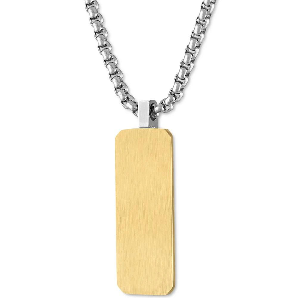 商品Esquire Men's Jewelry|Diamond Accent Two-Tone Dog Tag 22" Pendant Necklace in Stainless Steel & Gold-Tone Ion-Plate, Created for Macy's,价格¥466,第2张图片详细描述