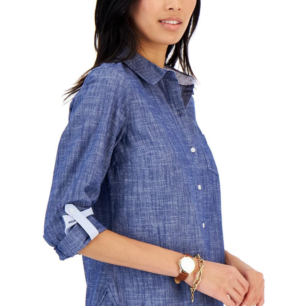 商品Tommy Hilfiger|Women's Cotton Printed Roll-Tab Utility Shirt,价格¥359,第5张图片详细描述