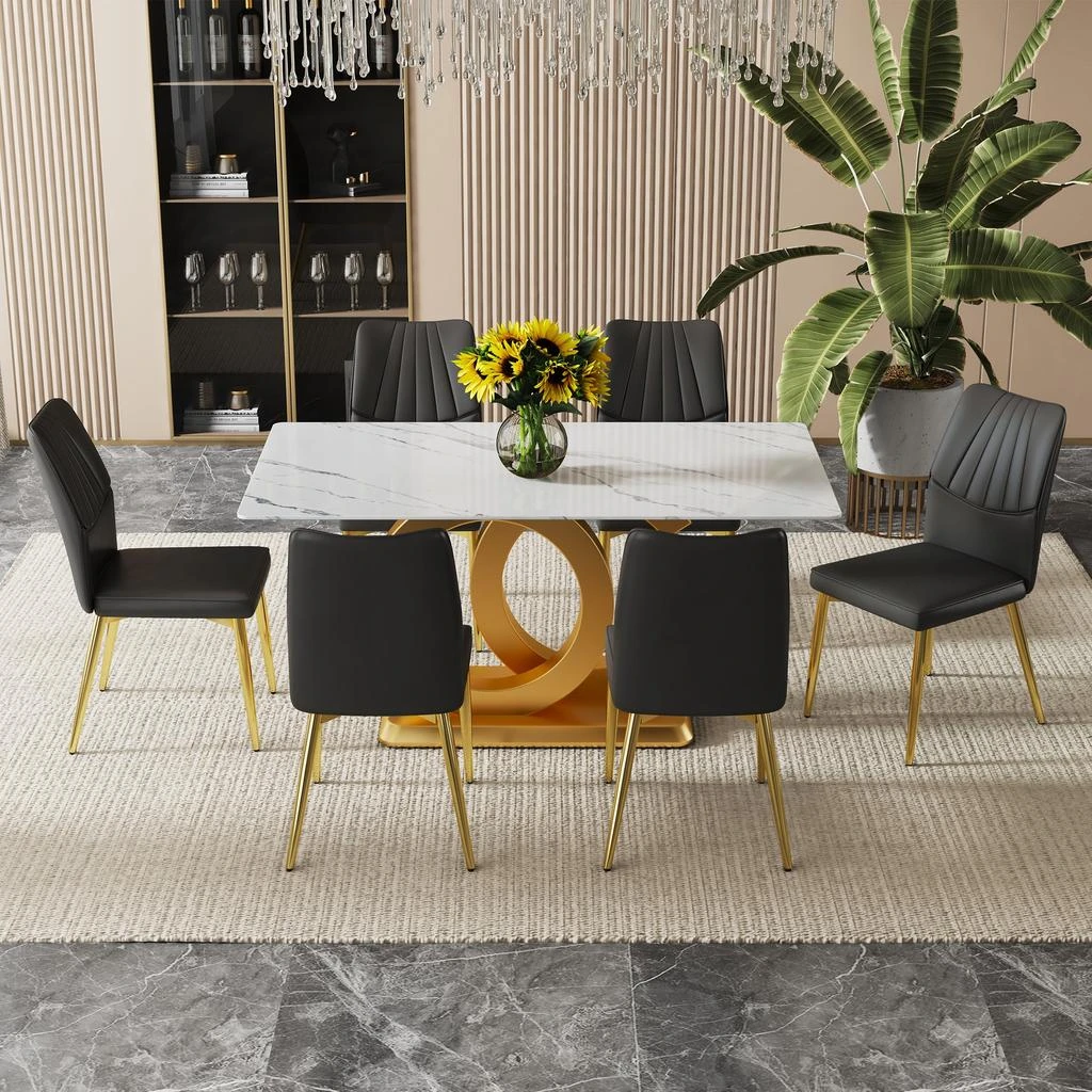 商品Streamdale Furniture|Streamdale Rectangular dining table with 6 modern chairs,价格¥12172,第5张图片详细描述