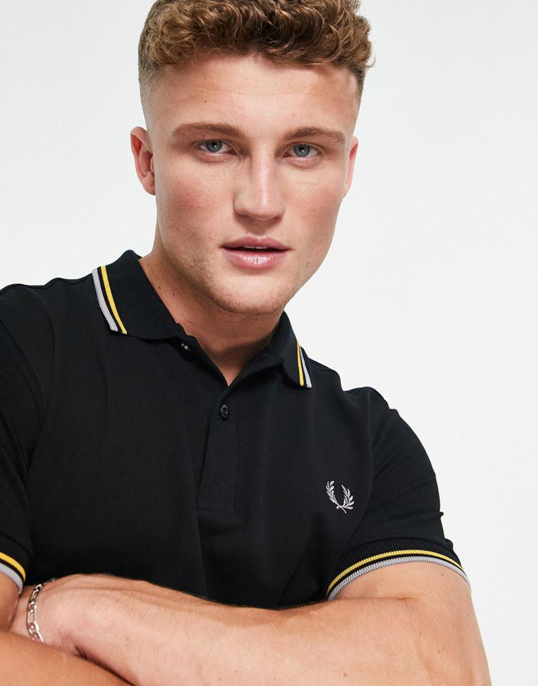 Fred Perry twin tipped polo shirt in black商品第3张图片规格展示