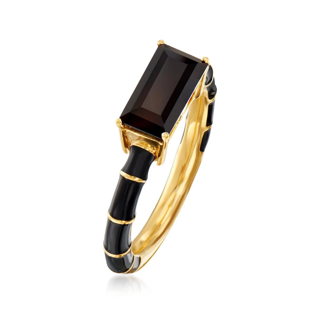 商品Ross-Simons|Black Onyx and Black Enamel Ring in 18kt Gold Over Sterling,价格¥823,第3张图片详细描述