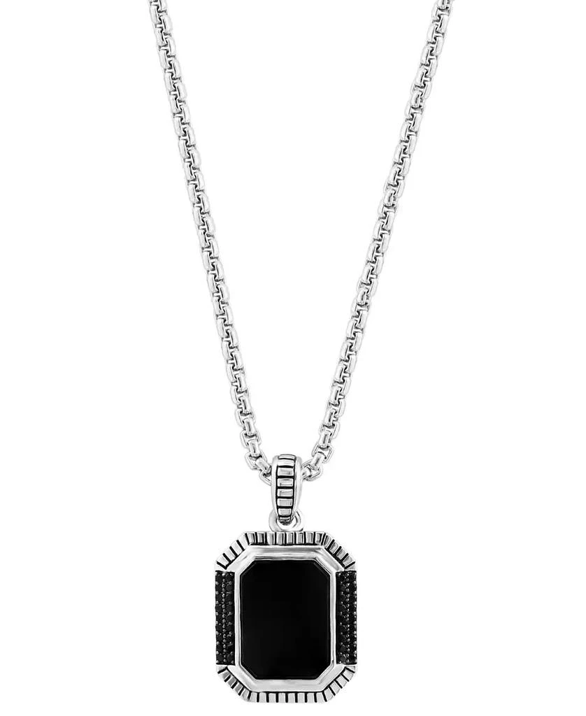 商品Effy|EFFY® Men's Onyx & Black Spinel 22" Pendant Necklace in Sterling Silver,价格¥2151,第3张图片详细描述