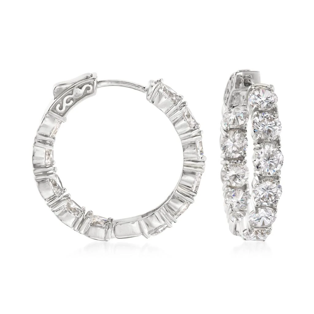 商品Ross-Simons|CZ Inside-Outside Hoop Earrings in Sterling Silver,价格¥1026,第1张图片