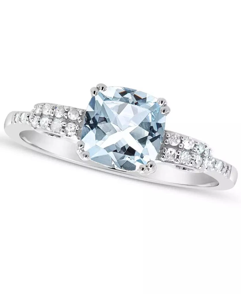 商品Macy's|Aquamarine (1-1/4 ct. t.w.) and Diamond (1/10 ct. t.w.) Ring in Sterling Silver,价格¥2512,第1张图片