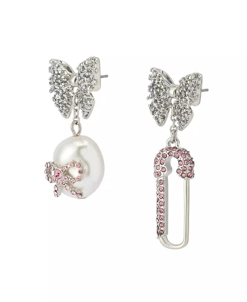 商品Betsey Johnson|Faux Stone Bow Pearl Safety Pin Mismatch Earrings,价格¥427,第4张图片详细描述