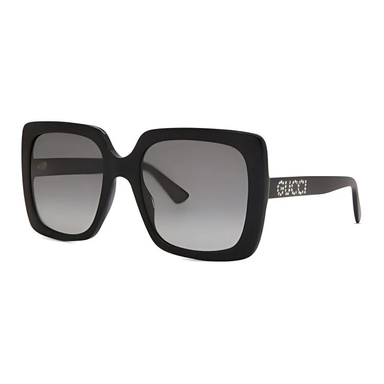 商品[国内直发] Gucci|【可配度数】 古驰 钻石镶嵌logo方框墨镜 板材镜架 方形 太阳眼镜 女款 黑灰色,价格¥2648,第1张图片