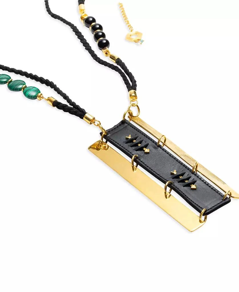 商品Nectar Nectar New York|18k Gold-Plated Mixed Gemstone & Faux Leather Statement Pendant Necklace, 42" + 10" extender,价格¥2546,第3张图片详细描述