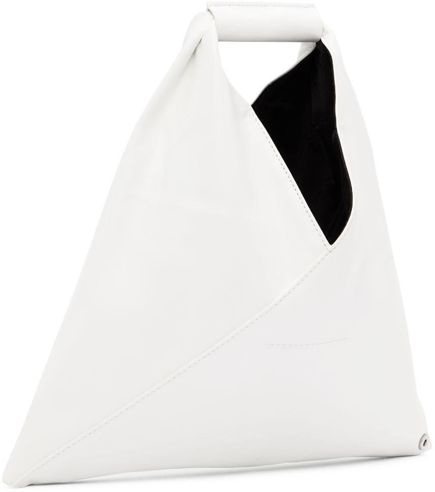 White Faux-Leather Mini Triangle Tote商品第3张图片规格展示