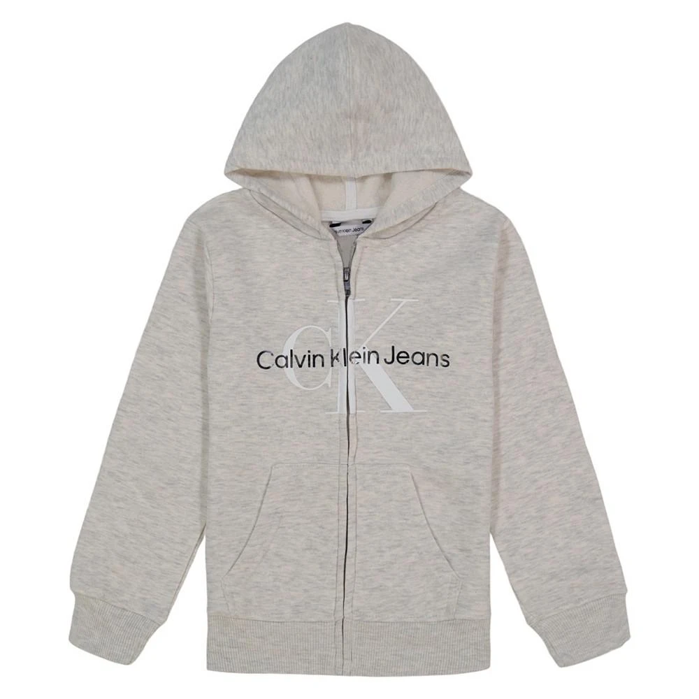 商品Calvin Klein|Big Girls Monogram Logo Zip-Up Hoodie,价格¥132,第1张图片