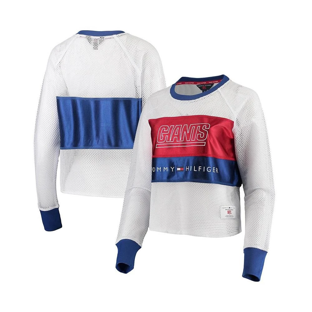 商品Tommy Hilfiger|Women's White and Red New York Giants Mesh Raglan Long Sleeve T-shirt,价格¥360,第1张图片