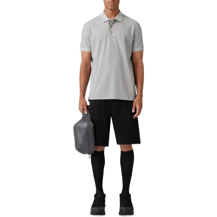 商品[国内直发] Burberry|博柏利 FW22 案珠地网眼布棉质短袖POlo衫 男款 灰色,价格¥1312,第4张图片详细描述