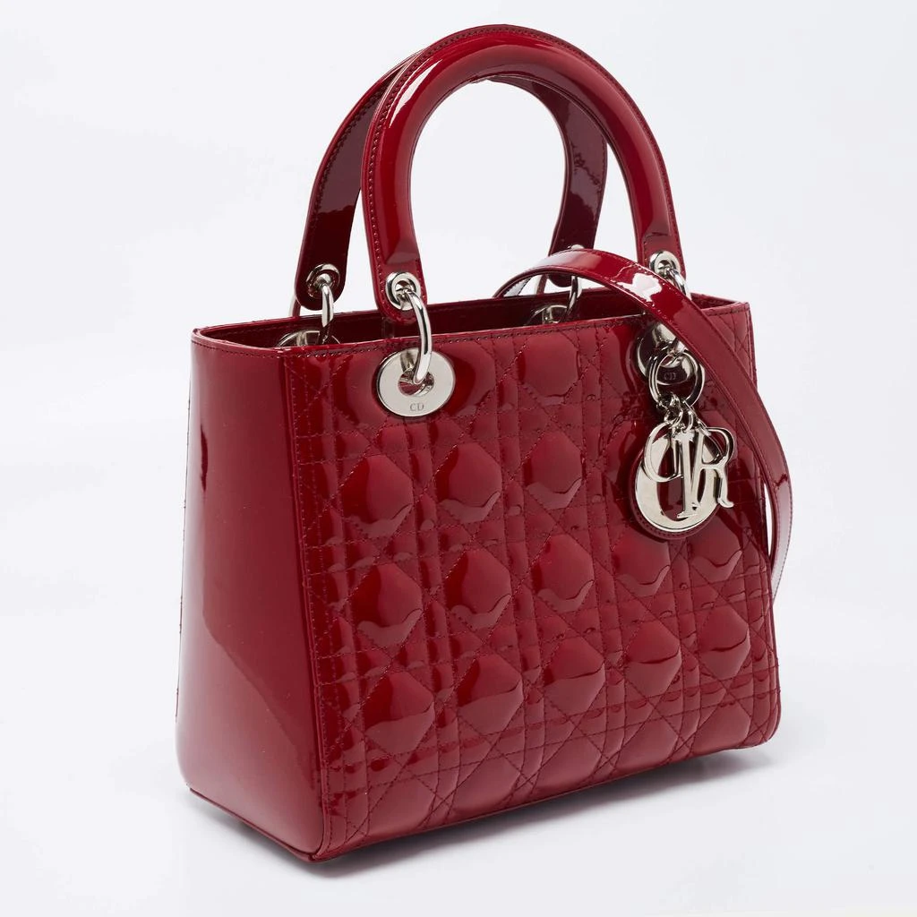 商品[二手商品] Dior|Dior Red Cannage Patent Leather Medium Lady Dior Tote ,价格¥16604,第3张图片详细描述
