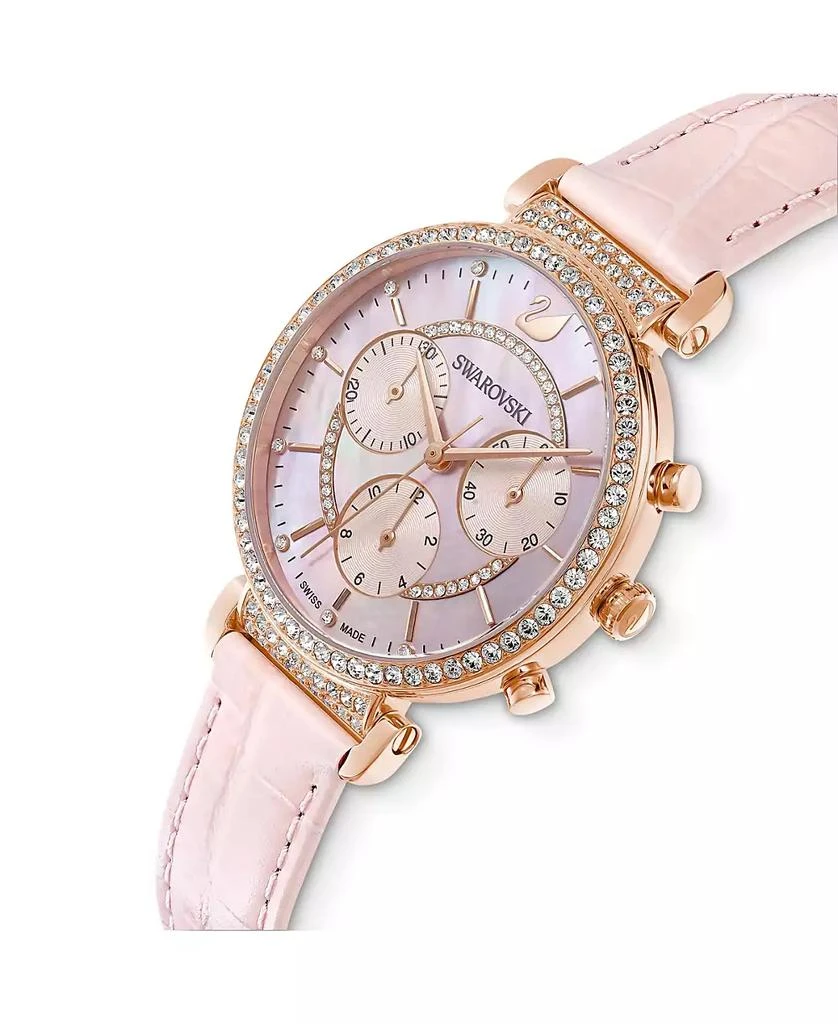 商品Swarovski|Passage Chrono Pink Leather Strap Watch, 9.52 mm,价格¥2511,第2张图片详细描述