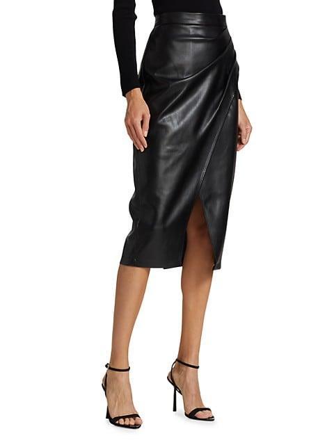 商品Tahari|Gathered Vegan Leather Skirt,价格¥2176,第6张图片详细描述